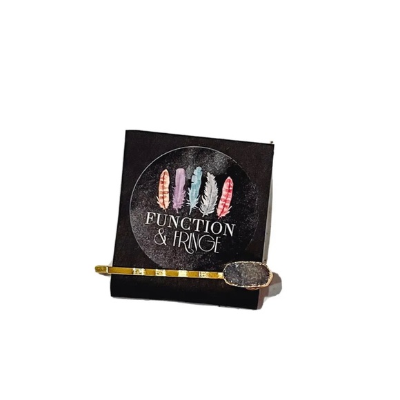 NEW Function & Fringe Gray and Gold Druzy Bobby Pin Style Hair Barrette - Picture 1 of 4